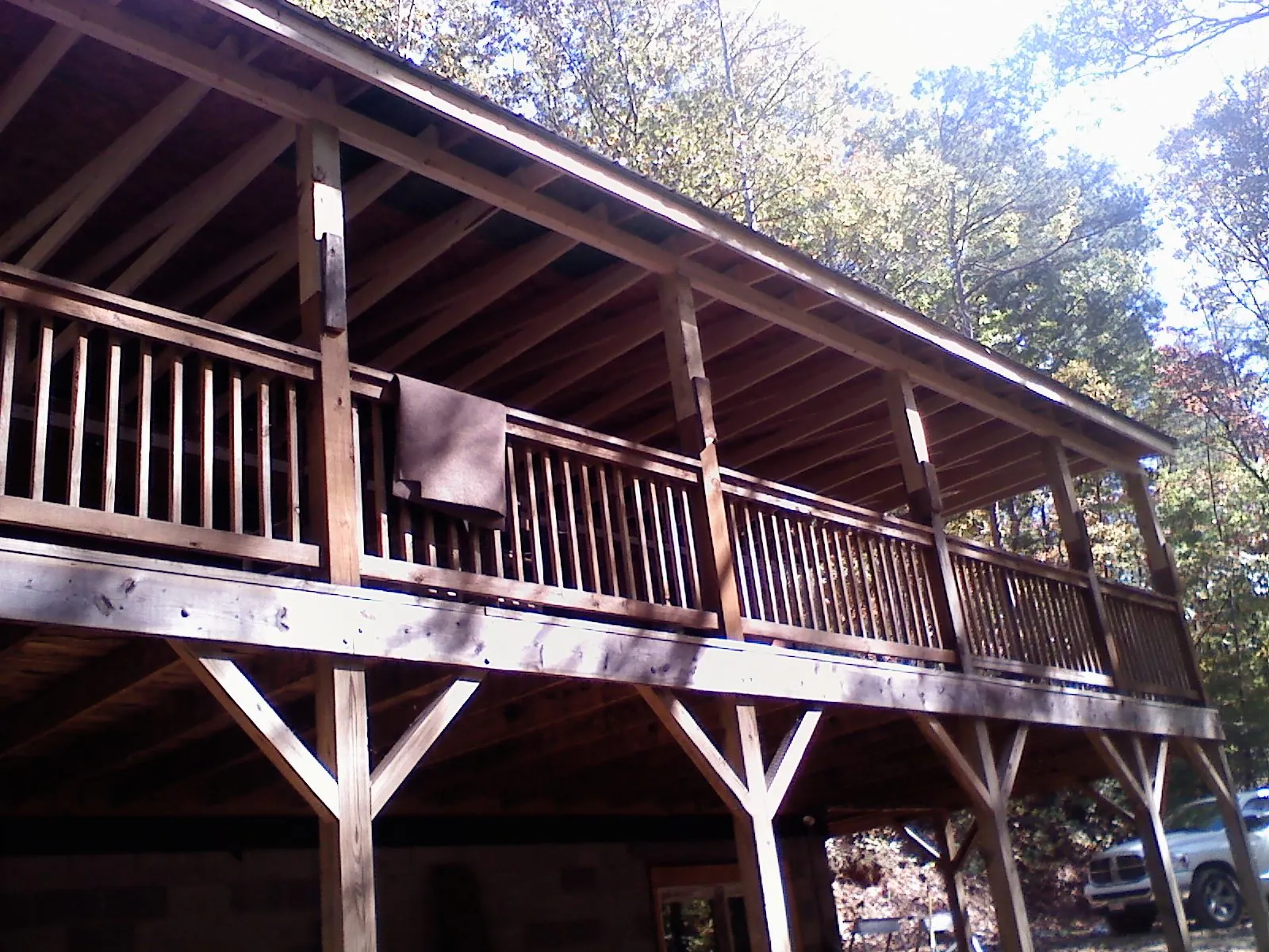 Timber framing under a new elevated porch and deck — Roof Leak Repair in Traphill by Roofing Brothers